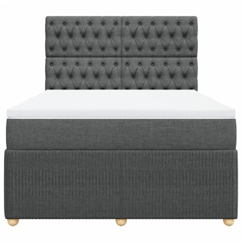 Box Spring Bed with Mattress Dark Grey Queen Fabric - Image 4