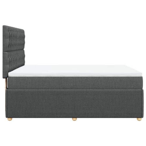 Box Spring Bed with Mattress Dark Grey Queen Fabric - Image 5