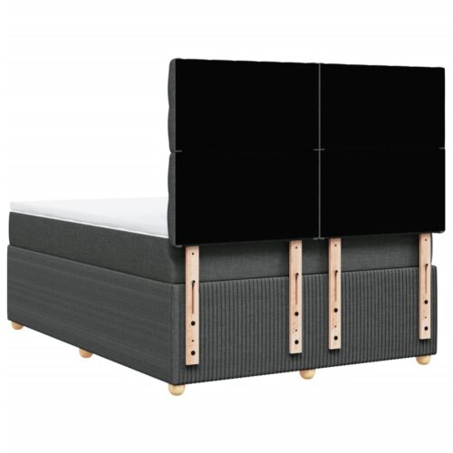 Box Spring Bed with Mattress Dark Grey Queen Fabric - Image 6
