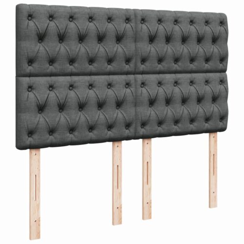 Box Spring Bed with Mattress Dark Grey Queen Fabric - Image 7