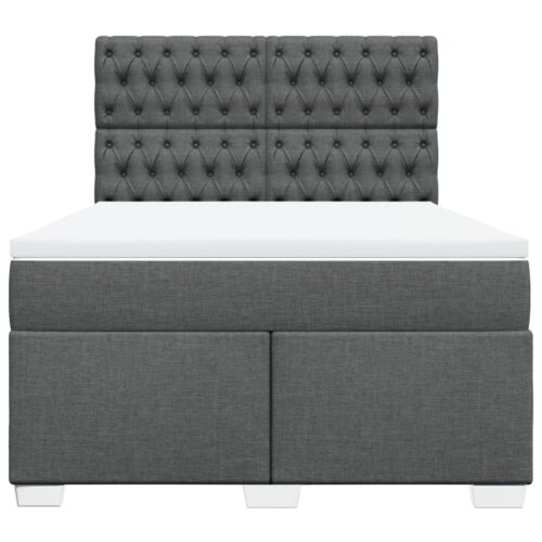 Box Spring Bed with Mattress Dark Grey Queen Fabric - Image 4