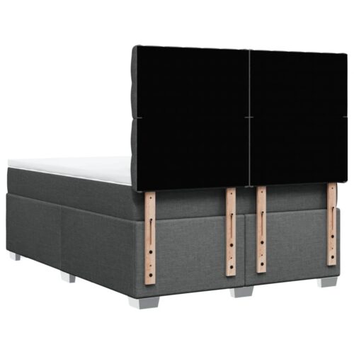 Box Spring Bed with Mattress Dark Grey Queen Fabric - Image 6