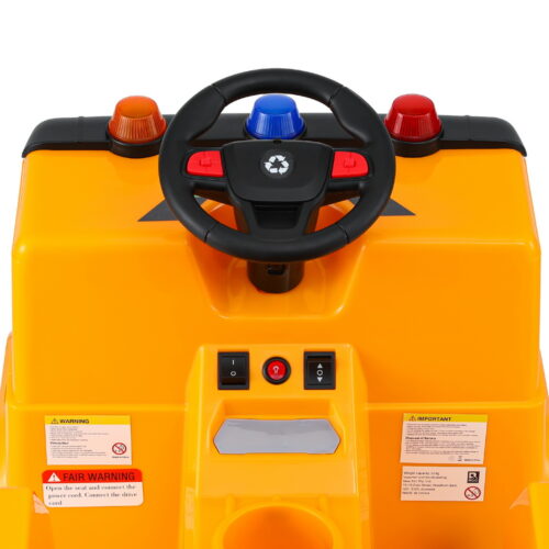 Rigo Kids Ride On Car Garbage Truck Police Light 12V Electric Toys Cars Yellow - Image 5