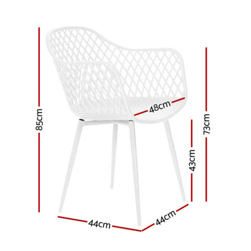 Gardeon 4PC Outdoor Dining Chairs PP Lounge Chair Patio Furniture Garden White - Image 2
