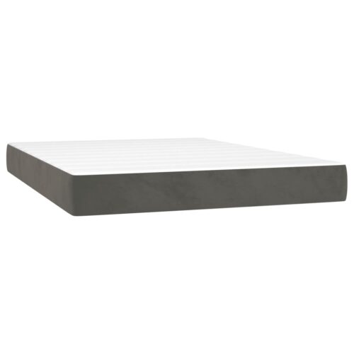 Pocket Spring Bed Foam Mattress Velvet Dark Grey Double Size 137x190x20cm
