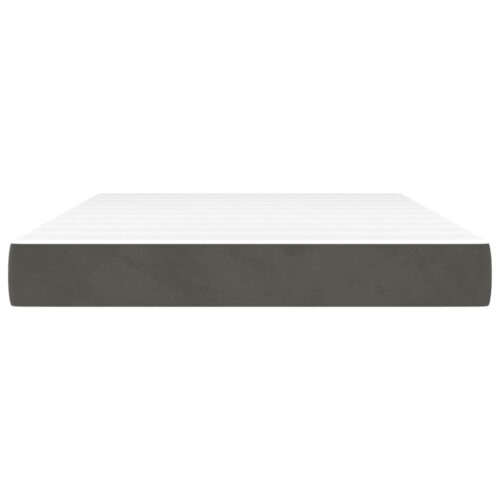 Pocket Spring Bed Foam Mattress Velvet Dark Grey Double Size 137x190x20cm - Image 3