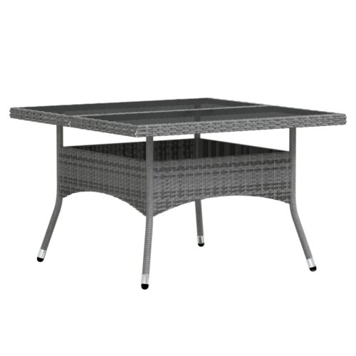 5-Piece Garden Dining Set Poly Rattan Wicker Outdoor Patio Furniture Tempered Glass Grey - Image 7