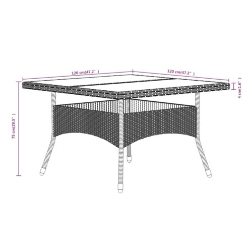 5-Piece Garden Dining Set Poly Rattan Wicker Outdoor Patio Furniture Tempered Glass Grey - Image 11