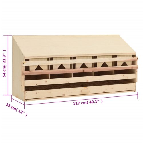 Chicken Laying Nest 5 Compartments 117x33x54cm Solid Pine Wood - Image 7