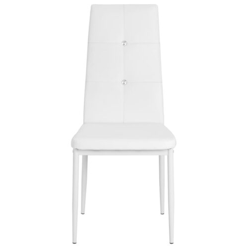 Dining Chairs 2pcs White Faux Leather - Image 3