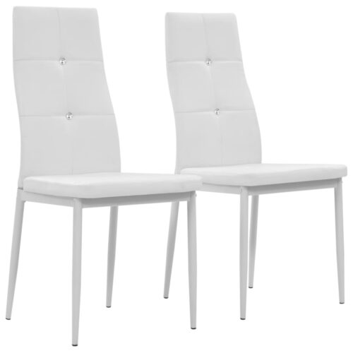 Dining Chairs 2pcs White Faux Leather - Image 10