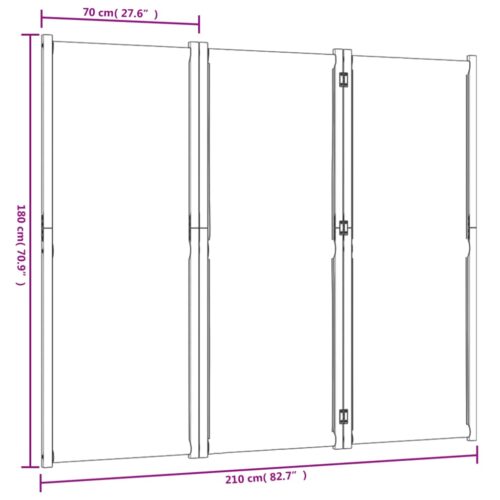3-Panel Room Divider Light Grey 210x180cm - Image 8