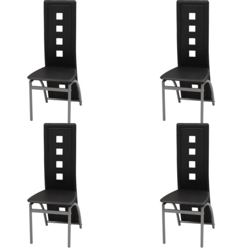 Dining Chairs 4pcs Black Faux Leather - Image 6