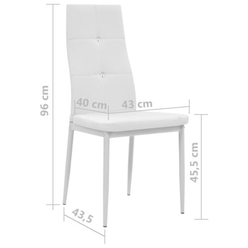 Dining Chairs 6pcs White Faux Leather - Image 9