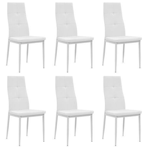 Dining Chairs 6pcs White Faux Leather - Image 10