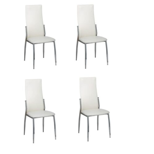 Dining Chairs 4pcs White Faux Leather