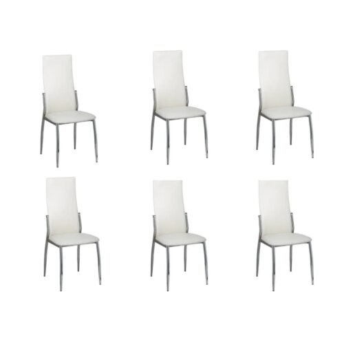 Dining Chairs 6pcs White Faux Leather