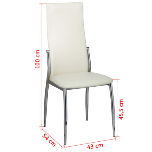 Dining Chairs 6pcs White Faux Leather - Image 7
