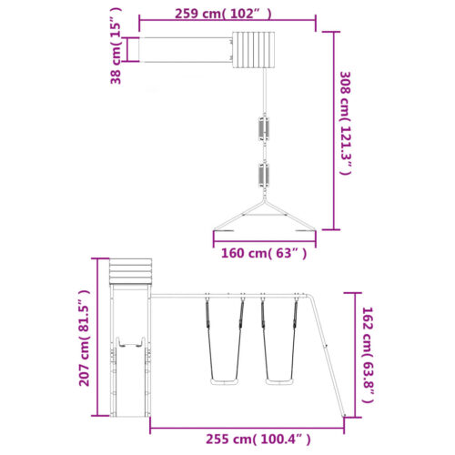 Outdoor Playset Solid Wood Pine - Image 11