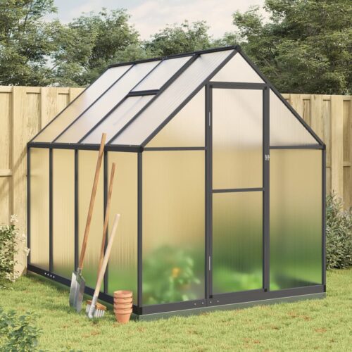 Greenhouse with Base Frame Anthracite 224x169x202cm Aluminium - Image 2