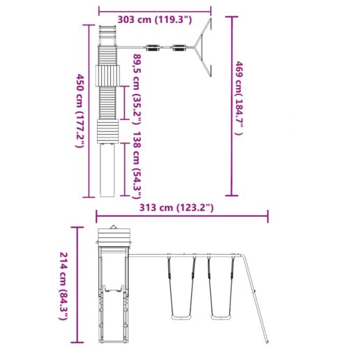 Outdoor Playset Solid Wood Pine - Image 11