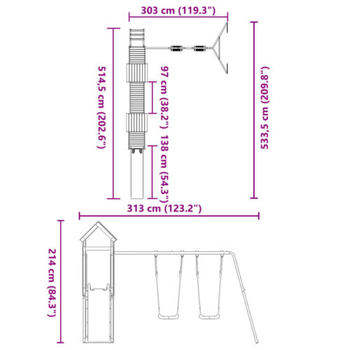 Outdoor Playset Solid Wood Pine - Image 11