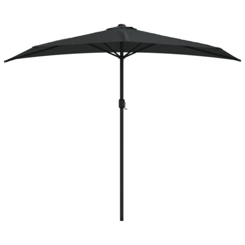 Balcony Parasol with Aluminium Pole Black 270x144x222cm Half - Image 3