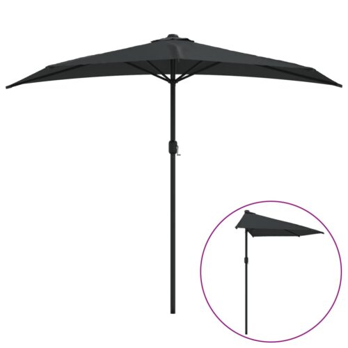 Balcony Parasol with Aluminium Pole Black 270x144x222cm Half - Image 10