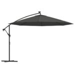 Cantilever Umbrella with LED Lights Metal Pole 350cm Anthracite
