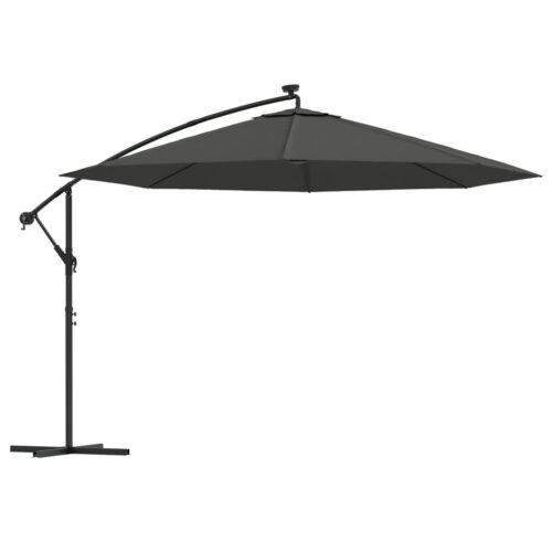 Cantilever Umbrella with LED Lights Metal Pole 350cm Anthracite