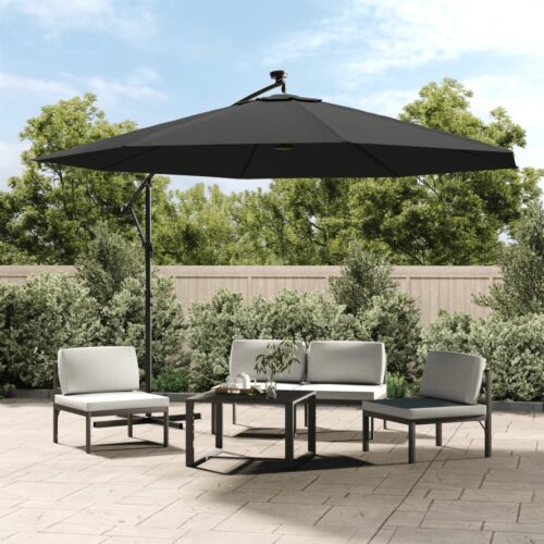 Cantilever Umbrella with LED Lights Metal Pole 350cm Anthracite - Image 2