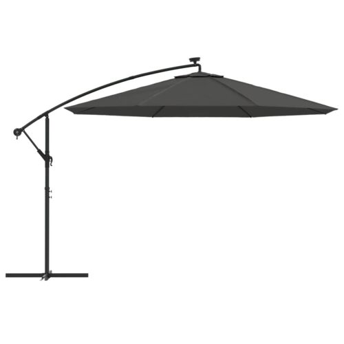 Cantilever Umbrella with LED Lights Metal Pole 350cm Anthracite - Image 4