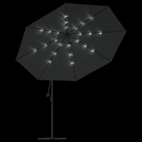 Cantilever Umbrella with LED Lights Metal Pole 350cm Anthracite - Image 6