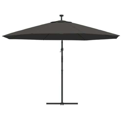 Cantilever Umbrella with LED Lights Metal Pole 350cm Anthracite - Image 7