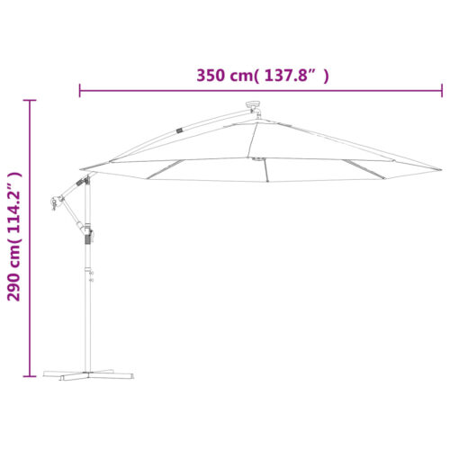 Cantilever Umbrella with LED Lights Metal Pole 350cm Anthracite - Image 12