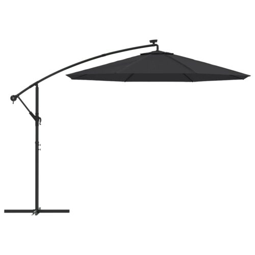 Cantilever Umbrella with LED Lights Steel Pole 300cm Black - Image 4