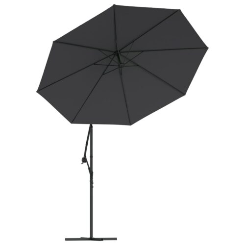 Cantilever Umbrella with LED Lights Steel Pole 300cm Black - Image 5