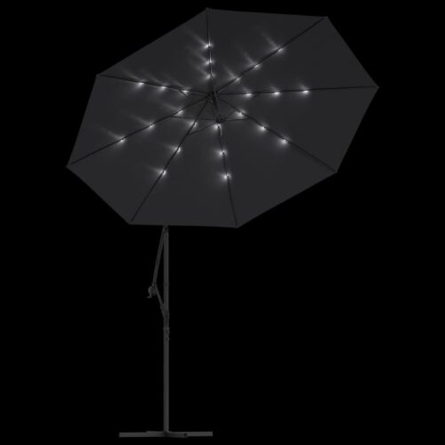 Cantilever Umbrella with LED Lights Steel Pole 300cm Black - Image 6