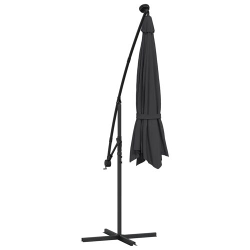 Cantilever Umbrella with LED Lights Steel Pole 300cm Black - Image 8