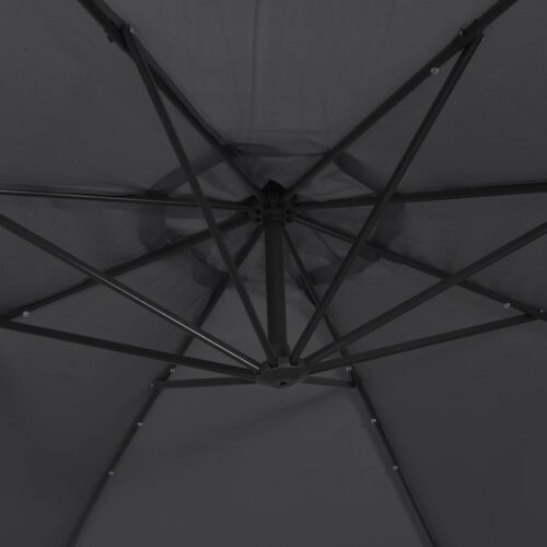 Cantilever Umbrella with LED Lights Steel Pole 300cm Black - Image 9