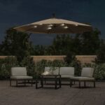 Cantilever Umbrella with LED Lights Steel Pole 300cm Taupe