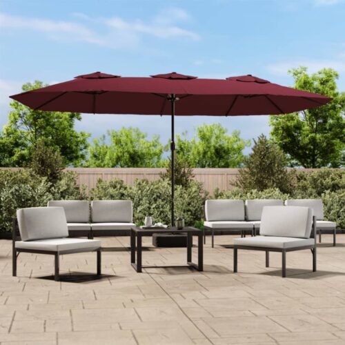 Double-Head Parasol Bordeaux Red 449x245cm - Image 2