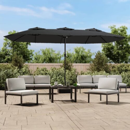 Double-Head Parasol with LEDs Anthracite 449x245cm - Image 2