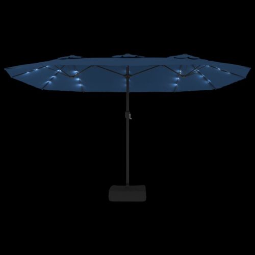 Double-Head Parasol with LEDs Azure Blue 449x245cm - Image 6