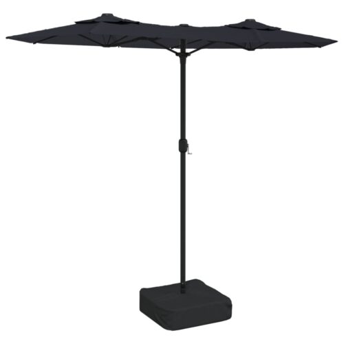 Double-Head Parasol with LEDs Black 316x240cm