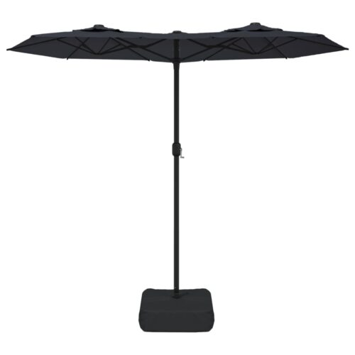 Double-Head Parasol with LEDs Black 316x240cm - Image 4