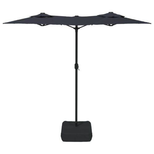 Double-Head Parasol with LEDs Black 316x240cm - Image 5