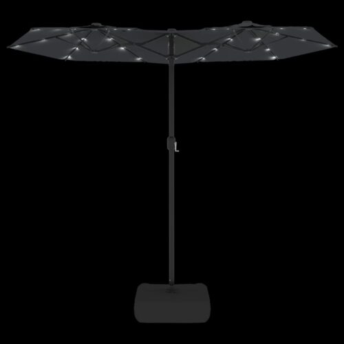 Double-Head Parasol with LEDs Black 316x240cm - Image 6