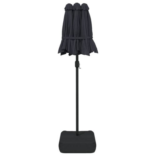 Double-Head Parasol with LEDs Black 316x240cm - Image 7
