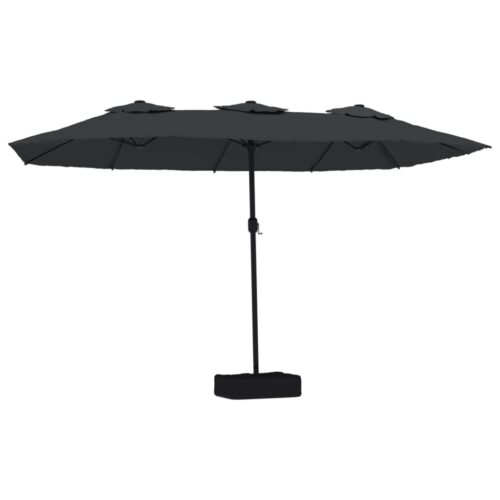 Double-Head Parasol with LEDs Black 449x245cm